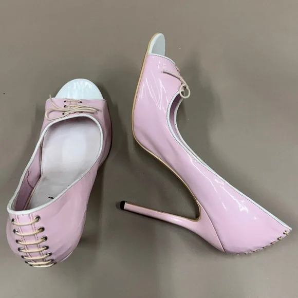 Highest Heel Collection Pink Peep-Toe Stiletto Heels - Picture 11 of 13